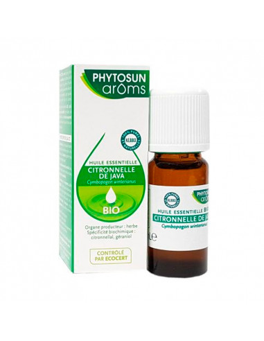 boîte + flacon compte-gouttes huile essentielle citronnelle de java bio phytosun aroms