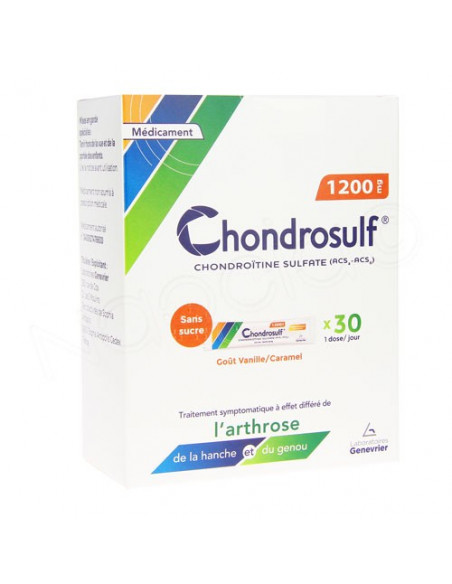 Chondrosulf 1200 mg Sans Sucre gel oral. 30 sachets