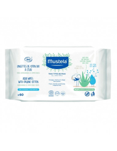 Paquet de 60 lingettes coton bio mustela