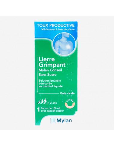 Lierre Grimpant Sirop Sans Sucre, Mylan - Toux Productive - 100 mL  - 1