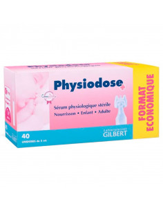 Boîte format économique de 40 unidoses de Sérum physiologique Physiodose