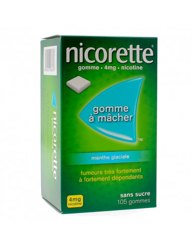 Nicorette 4 mg, Menthe Glaciale Sans Sucre, 105 gommes