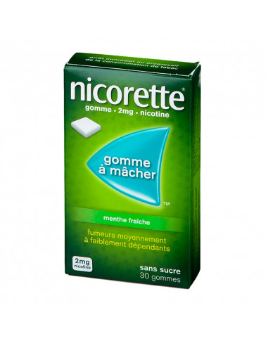 Nicorette 2mg, Menthe Fraîche Sans Sucre, 30 gommes