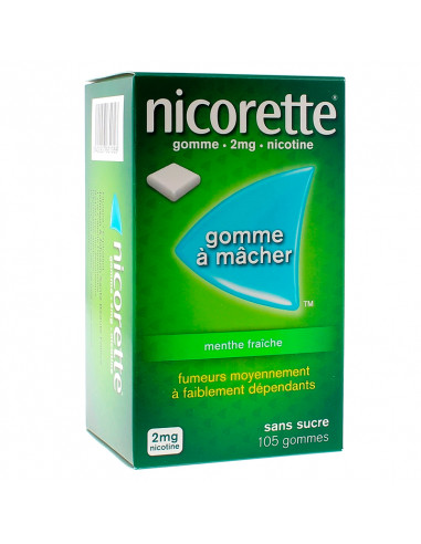Nicorette 2mg, Menthe Fraîche Sans Sucre, 105 gommes