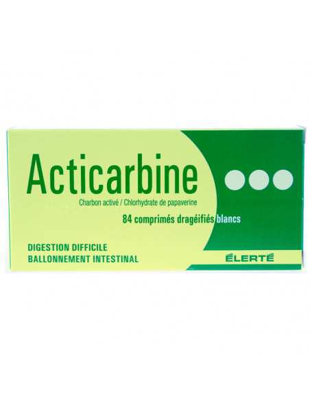Acticarbine, charbon activé et papavérine, digestion difficile, B/84 comprimés  - 1