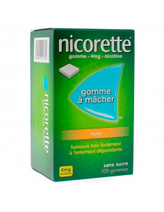 Nicorette 4mg, Fruits Sans Sucre, 105 Gommes