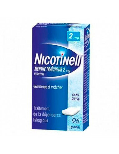 Nicotinell 2mg, Menthe Fraîcheur Sans Sucre, 96 gommes à mâcher