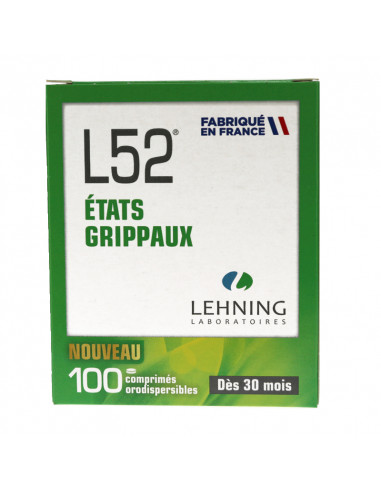 L52 Lehning, Etats Grippaux, Comprimés orodispersibles, boite de 100