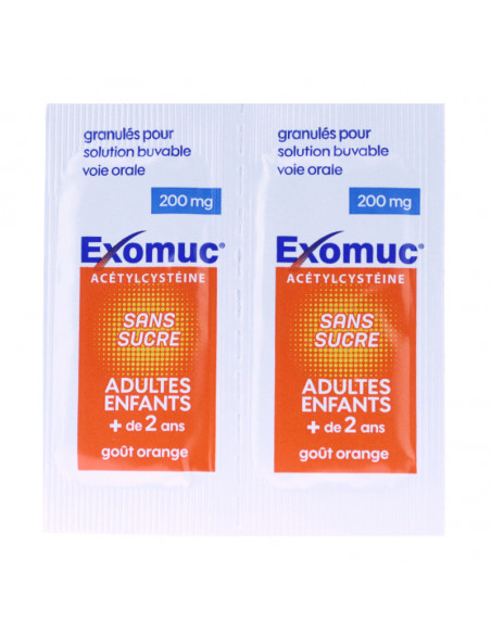 Exomuc 200mg, Acétylcystéine, Toux grasse, 24 sachets