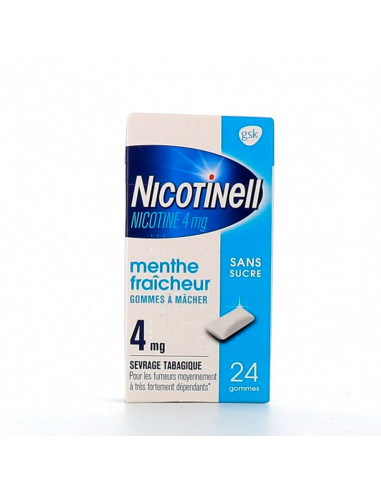 Nicotinell 4 mg, Menthe Sans Sucre, 24 Gommes à mâcher