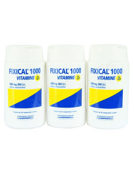 Fixical 1000 Vitamine D3 1000mg / 800 UI Goût Menthe 90 comprimés à sucer Expanscience - 2