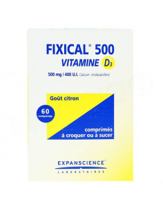 Fixical 500 vitamine D3 citron 60 comprimés