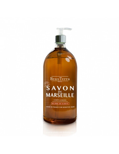 Beauterra Savon Liquide de Marseille Corps et Mains Beurre de Karité 300ml