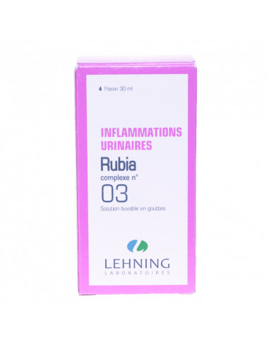 Complexe Lehning Rubia N° 3, Inflammations urinaires, Gouttes, Flacon de 30 mL