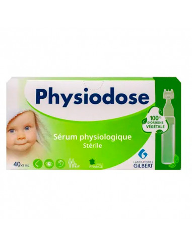 Sérum physiologique Physiodose 40 unidoses 5ml en plastique végétal