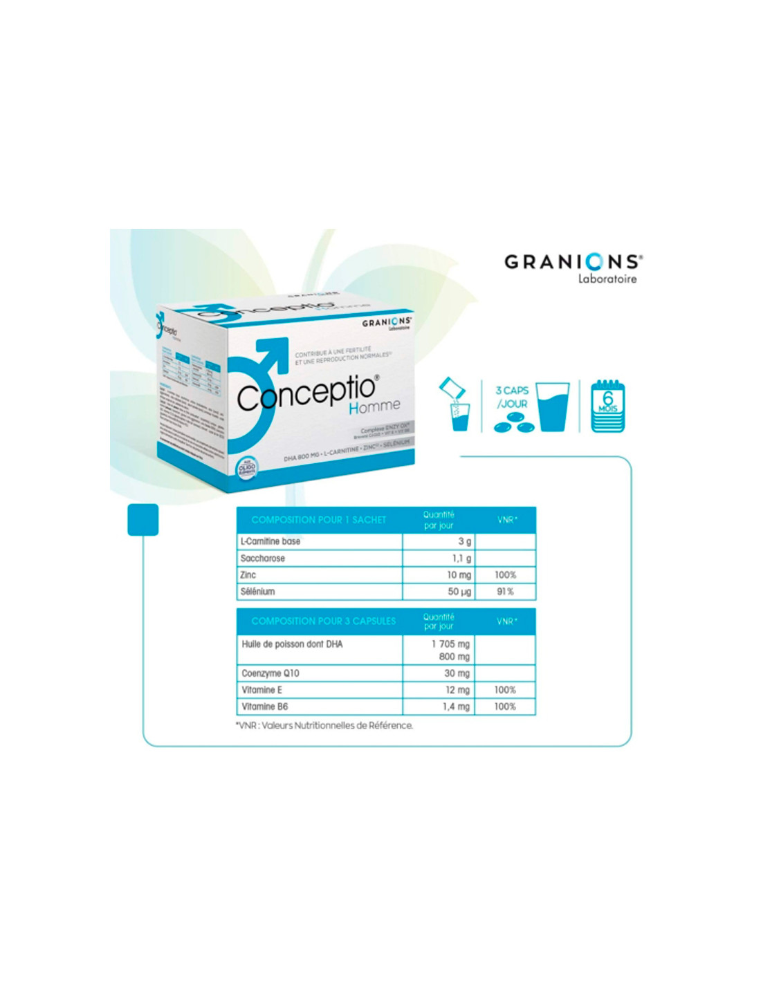 Conceptio Homme Fertilité et Reproduction normales 90 capsules + 30 sachets  - Avis et achat sur Archange Pharma