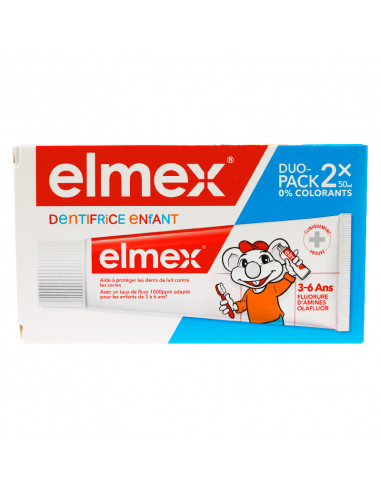 Elmex Dentifrice Enfant 3-6 ans Lot 2x50ml. duo-pack elmex orange enfant