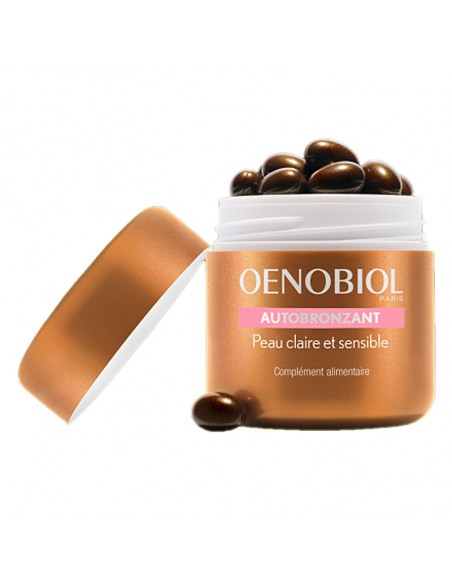 Oenobiol Autobronzant Peau Claire et Sensible pot couleur bronze de 30 capsules