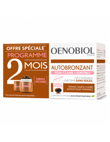 Oenobiol Autobronzant Peau Claire et Sensible Lot 2x30 capsules - Offre spéciale programme 2 mois