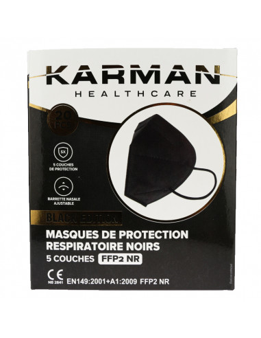 Masques Chirurgicaux Noirs Karman Type IIR Boîte de 50 - Avis et