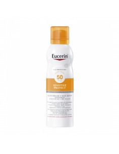 Eucerin brume solaire spf50 toucher sec transparent spray blanc orange