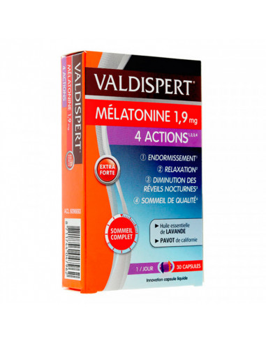 Valdispert Mélatonine 1,9mg 4 actions 30 Capsules