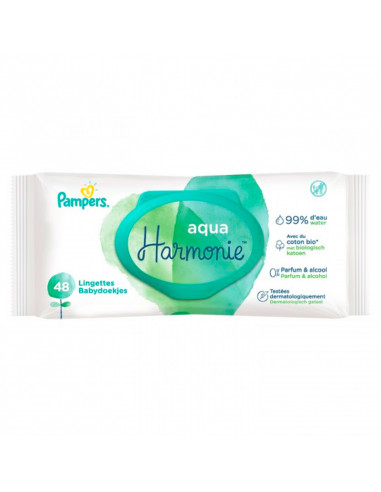 Lingettes bébé Aqua Harmonie PAMPERS : le paquet de 33 lingettes à