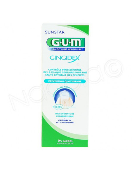 Gum Gingidex Bain de Bouche Sans Alcool Prévention Quotidienne Gencives 300ml + Gobelet Doseur Sunstar - 2