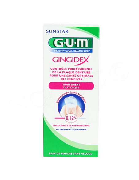 Gum Gingidex Bain de Bouche Sans Alcool Traitement d'Attaque Gencives 300ml + gobelet doseur Sunstar - 2