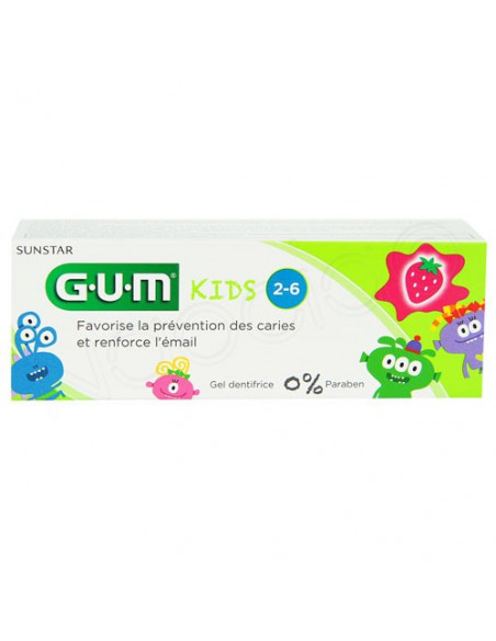 Gum Kids Dentifrice Caries 2-6 ans Tube 50ml Sunstar - 2