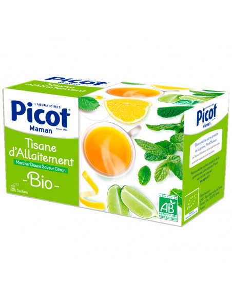 Picot Maman Tisane d'Allaitement BIO Menthe douce saveur citron 20 sachets
