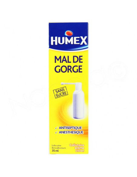 Humex Mal de Gorge Sans Sucre Arôme Citron. 35ml