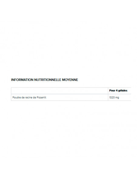 Arkogélules Pissenlit Bio Elimination de l'Eau informations nutritionnelles