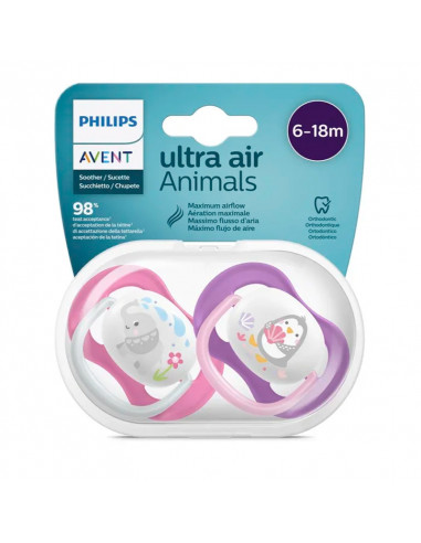 Avent Sucette Orthodontique Animaux Silicone Souple 6-18 mois x2 - Archange  Pharmacie en ligne