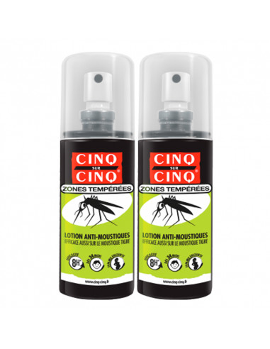 Cinq sur Cinq Zone tempérée Lotion anti-moustique Lot 2x100ml offre -50% sur le 2e