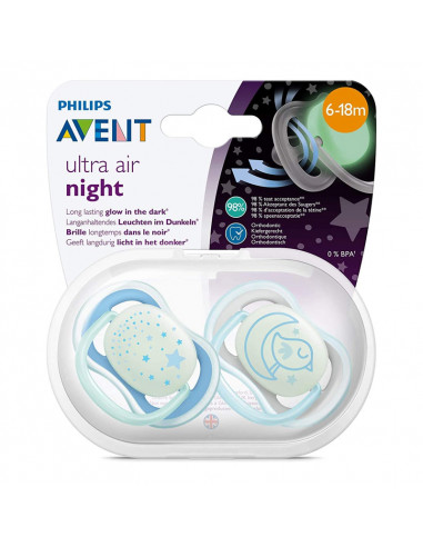 Avent Ultra Air Nuit Sucettes 6-18m x2