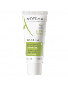 Aderma biology crème légère hydratante visage bio tube blanc et vert