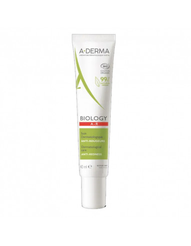 Aderma Biology AR crème visage anti rougeurs bio tube blanc vert et rouge