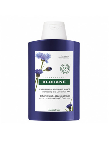 Klorane Déjaunissant Shampooing Centaurée Bio grand flacon bleu violet 400ml