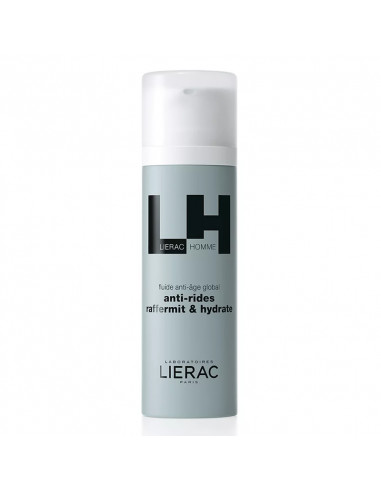 Lierac Homme Fluide Anti-âge Global. 50ml flacon pompe airless gris bleu