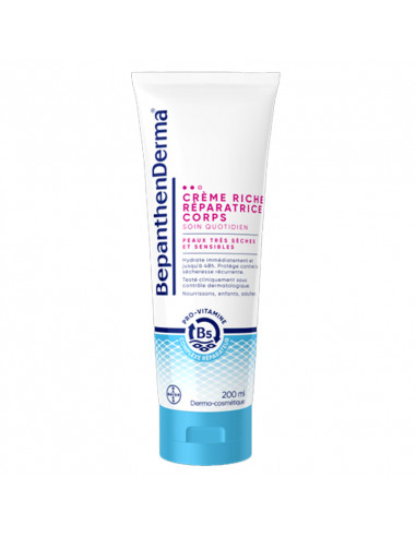 BepanthenDerma Crème Riche Réparatrice Corps. Tube 200ml