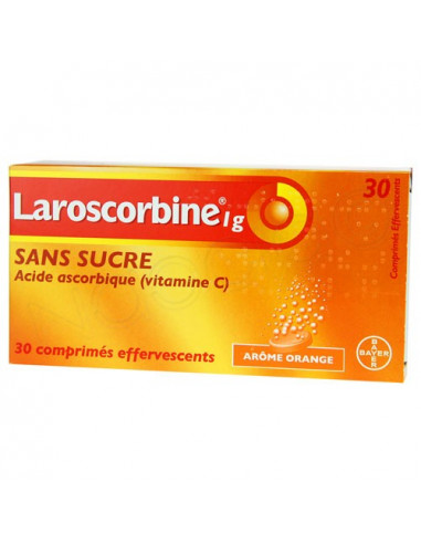 Laroscorbine 1g Sans Sucre 30 comprimés effervescents Arôme Orange