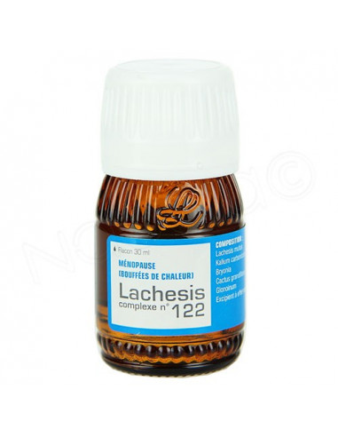 Lehning Lachesis complexe n°122 Ménopause Bouffées de Chaleur. flacon 30ml