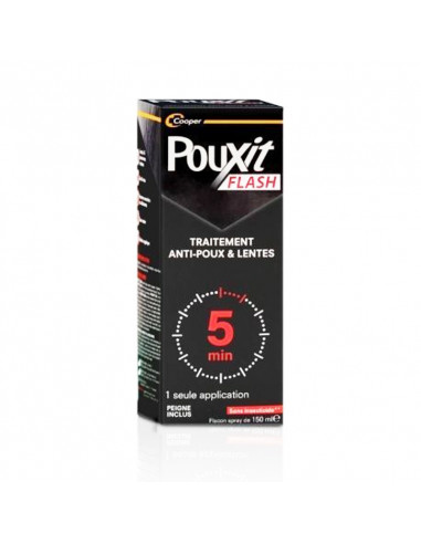 Pouxit Flash Traitement poux & lentes 5 minutes. 150ml + 30ml OFFERT