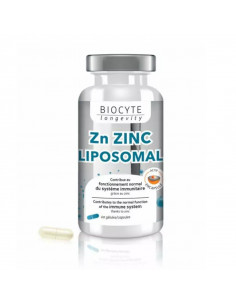 Biocyte Zn Zinc Liposomal. 60 gélules boite argent gris
