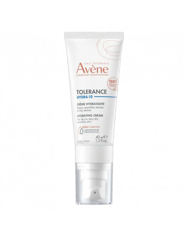 Avène Tolérance Hydra-10 Crème Hydratante. 40ml tube airless cosmétique stérile