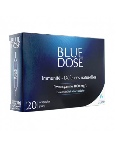Blue Dose Immunité Défenses Naturelles. 20 unidoses boite bleue ampoules en verre