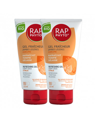 Rap Phyto Gel Fraicheur Jambes Légères Agrumes Bio. 2x150ml lot de 2 tubes offre spéciale