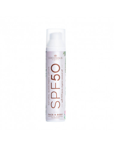 Cocosolis SPF50 lotion Solaire. 110ml crème solaire à l'huile de coco flacon blanc