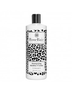 Rosebaie Shampooing Kératine x Caviar Edition Limitée 500ml flacon blanc noir imitation panthère